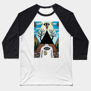 Surrealist painting like digital art of As Above so Below with occult symbolism and All Seeing Eye Baseball T-Shirt